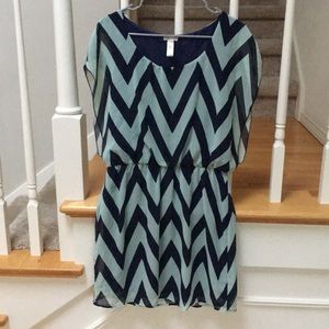 Blue and Teal Chevron Dress
